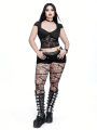 Plus Size V-neck Bow Lace Sheer Blouse Slim-fit Top Y2K Style Halloween Collection Black Cat T-shirt.