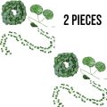 Pack of 2 Artificial Bail Red Flowers and Green Color Leaves Hanging Bail Use for Home, Office and Wedding Decoration. 