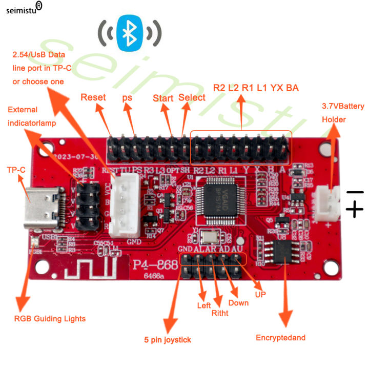 Joystick bluetooth zero delay Encoder PCB Board USB Arcade Zero Delay Controller TO PC PS3 PS4 IOS One Player