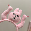 1pc Fun Raise Your Hands to Pull Your Hair, Pink Bunny Headbands, Funny Fun Headbands, Grab Bangs, Hair Ties, Cartoon Headwear. 