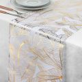 Golden Leaf Organza Metallic Table Runner for Home Kitchen Party Table Decoration.