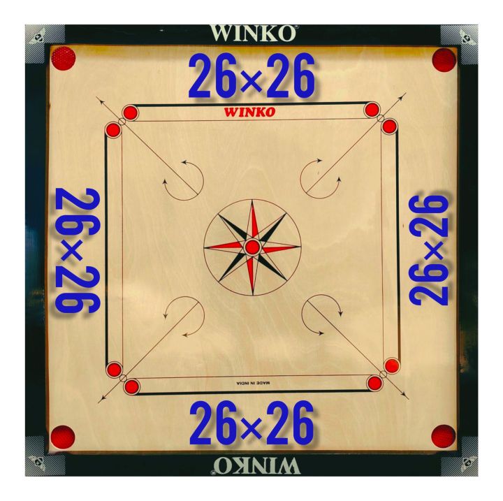 Good Quality Wooden Carrom Board [Size 26×26] With Free Goti & Stricker