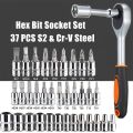 46pc Drive Socket Set 1/4 inch Ratchet Wrench Set with Sockets Metric Hex Bit Socket Set Mechanic Tool Kits for Auto Repair Hous. 