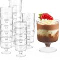 10PCS 5 oz Mini Dessert Cups with Spoons Small Dessert Cups Plastic Footed Wine Glasses for Serving Trifles, Appetizers. 