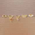 5PCS Stainless Steel Geometry Huggie Hoop Earrings Set For Women Daily Wear Gold Color Zircon Earring Piercing Jewelry Gift.