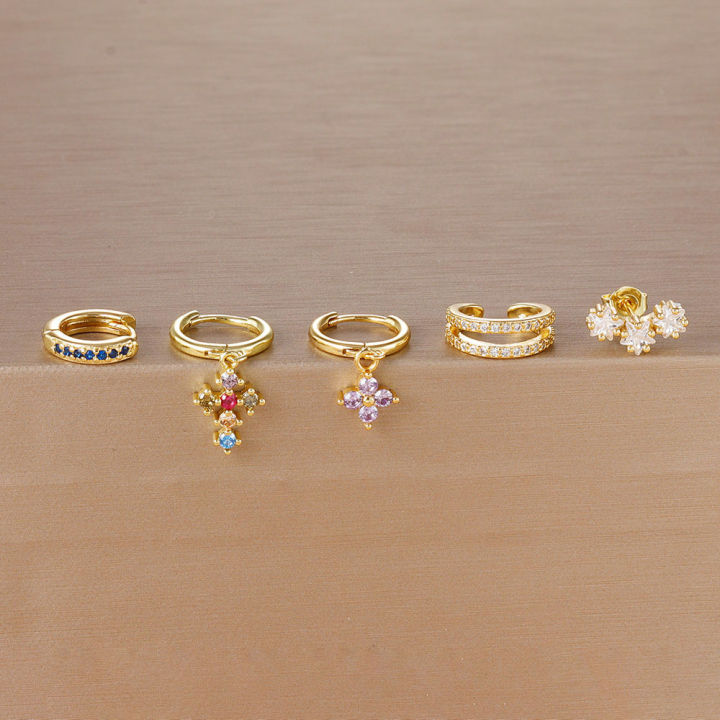 5PCS%20Stainless%20Steel%20Geometry%20Huggie%20Hoop%20Earrings%20Set%20For%20Women%20Daily%20Wear%20Gold%20Color%20Zircon%20Earring%20Piercing%20Jewelry%20Gift%20-%20Image%206