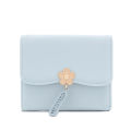 Wallet women's short 2024 summer new women's flower pendant three fold bag large capacity folding multi-functional student coin. 