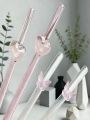 1/3/5pcs Reusable Heart & Butterfly Glass Straws, Valentine's Day Party Favors, Perfect for Cocktails, School Use,  Ideas. 