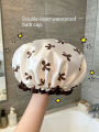 1 Piece Double-Layer Printed Shower Cap, Elastic and Adjustable Hair Protection, Unisex, Reusable Polyester Fiber, Essential for Home Bathing, Durable Shower Cap. 