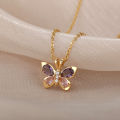 Zircon Butterfly Pendant Necklace For Women Gold Color Stainless Steel Necklaces Couple Aesthetic Jewelry Freeshipping Items BFF. 