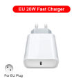 For iphonePD 20W USB Phone Charger Fast Charger for iPhone iPad Wall Quick Charge Adapter TypeC Cable EU/US Plug.