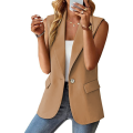 2024 Spring/Summer New Polo Collar Suit Vest Women's Style Commuter Sleeveless Cardigan Tank Top Women. 