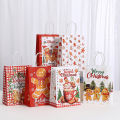 6/12/24pcs Merry Christmas Kraft paper Tote Bags Packaging Child for Candy Snack Storage Pouch Birthday Party Favors.