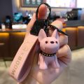 Fashion Cool French Bulldog Keychain PU 2025 Leather Dog Keychains For Women Bag Pendant Jewelry Trinket Car Key Ring Key Chain. 