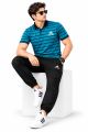 Men's Blue Black Polo Tracksuit Set | Striped Shirt & Trouser. 