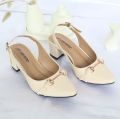 American Women Formal Sandals, Block Heels, Almond Toe, Vinyl Synthetic Leather, Year-Round Wear. 