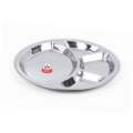 Stainless Steel Round 4-Partitioned Dinner Plate Bhojan Thaal Round Tray Khande Thaal 480gm/500gm. 