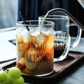 Good Morning Glass Mug Coffee Milk Breakfast Cup Tumbler with Handle Transparent Drinkware Household  for Children Set. 