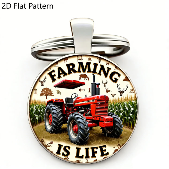 Farm Key Rings 1pc Retro Tractor Keychain FARMING IS LIFE Vintage Farm Charm Perfect ...