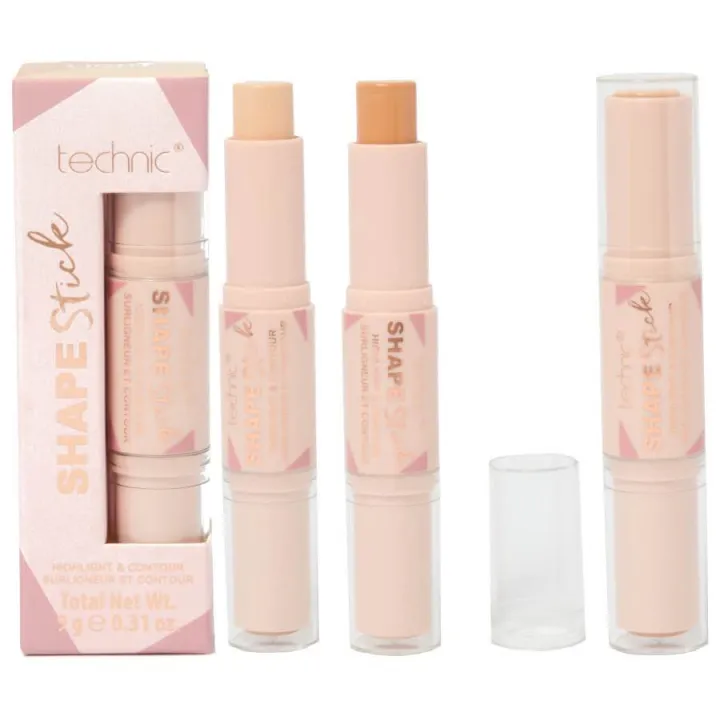 Technic%20Shape%20Stick%202-in-%201%20Highlighter%20and%20Contour%20Stick%20Waterproof%20Contouring%20Bronzer%20Highlighters%20Stick%20Nose%20Shadow%20Blusher%20Corrector%20Face%20Makeup%20Cosmetics%20Creamy%20Blendable%20Formula%20Light%20Medium%20and%20Deep%20Shade%20Snatch%20and%20Chizzle%20Face%20Defining%20Stick%20-%20Image%202