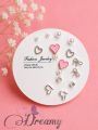 Simple Cute Stone Design 7 Pairs Earrings Set for Girls Women's Fashion Jewellery.