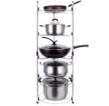 5 Tier Pan Rack Stainless Steel Pan Pot Organiser Rack Adjustable Multi-Layer Rack Saucepan Stand Pans Lid Storage Shelf Cookware Organizer Holder Standing Storage Cabinet Thicken Steel Tube. 