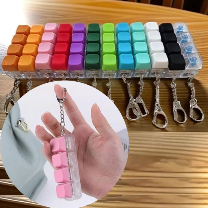 Finger Keyboard Fidget Toys 4 Keys Sensory Fidget Keyring Keycaps ...