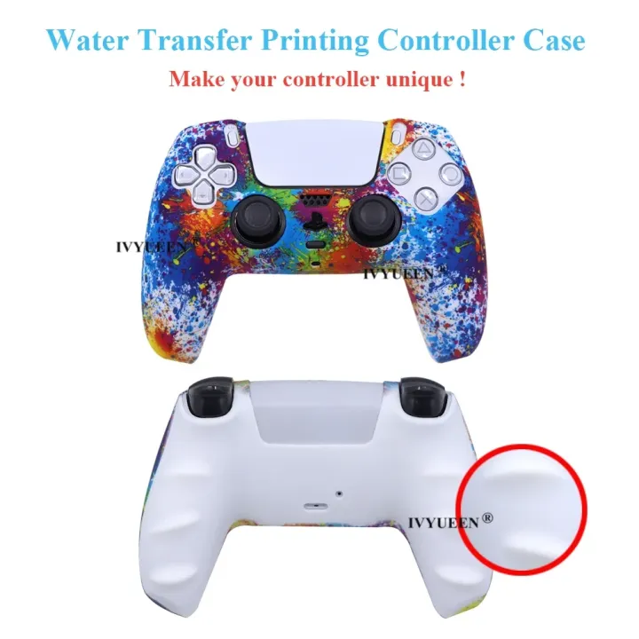 Water%20Transfer%20Printing%20Protective%20Silicone%20Case%20for%20%20Playstation%205%20PS5%20Controller%20%20Cover%20Joysticks%20Thumb%20Grips%20Caps%20-%20Image%203
