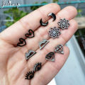 Punk Black Stainless Steel Geometric Earrings for Women Men Hip Hop Jewelry Simple Mandala Moon Heart Ear Studs Wholesale 2026.