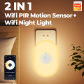 Tuya Smart WiFi PIR Motion Sensor Led Night Light Eu Us Uk Plug In Wall Lamp Warm White RGB Room App Voice For Alexa  Home lightify. 