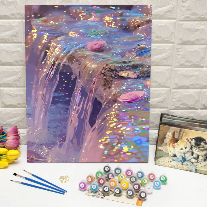 DIY Digital Oil Painting Waterfall Fantasy Landscape Acrylic Paint By Numbers Adult Kit Scenery Crafts Supplies Holiday 