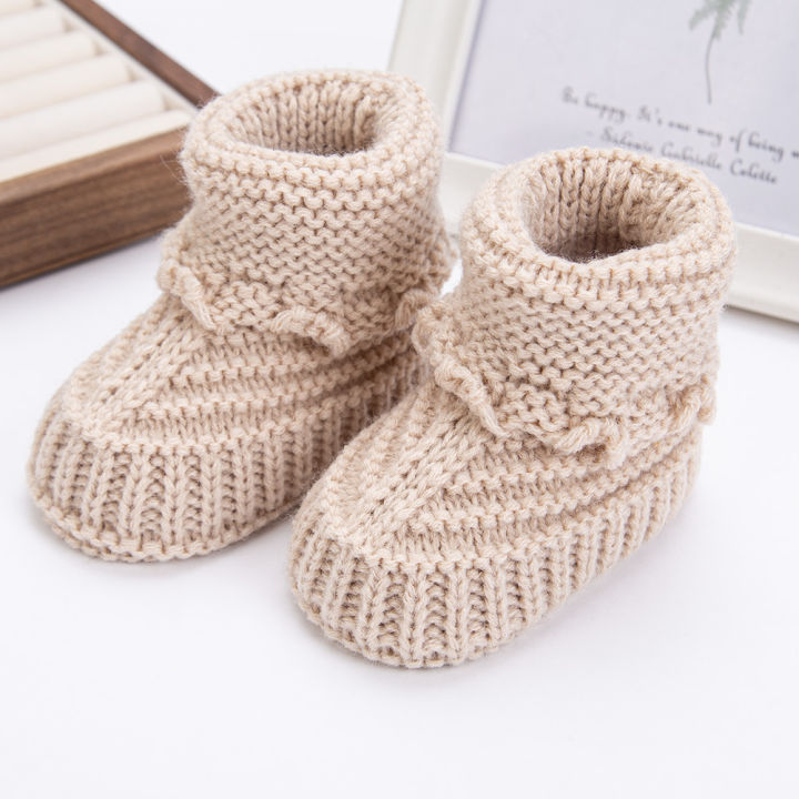 2Pcs/Pair Baby Knit Socks 0-12M Solid Cochet Walking Socks Newborn Photography Prop Infant Birthday Handmade Boutique Sock