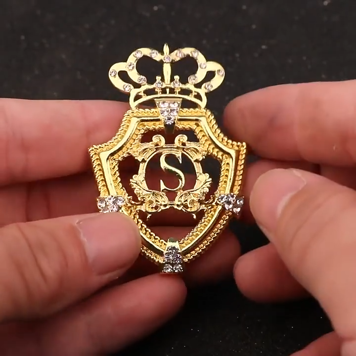 Large Size Crown Brooch Badge for Men Suit Accessories