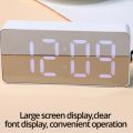 1Pc White LED Mirror Table Clock Snooze Display Time Night Light Desktop USB Alarm Clock Home Decor. 