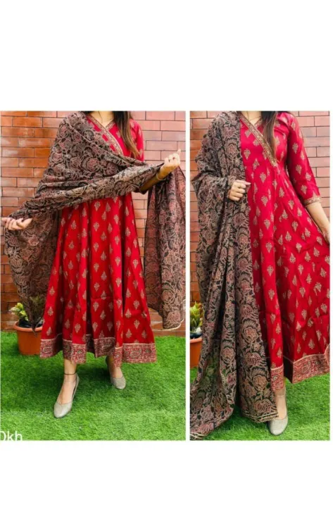 Anarkali%20Gown%20Kurta%20Dupatta%20Set%20Women's%20Straight%20Fit%20Anarkali%20Gown%20in%20Teal%20with%20Dupatta%20And%20Straight%20Fit%20Palazzo%20Pants%20-%20Image%205