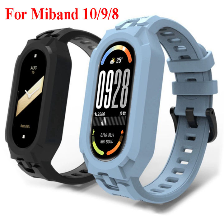 For Mi Band 10 Strap  Mi Band 9 Wrist Strap Correa Watch Replacement Soft TPU Silicone Miband 8 Bracelet 2 IN 1 Band Case