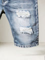 Men's Casual Spring/Summer Denim Shorts - Distressed Denim Shorts with Frayed Edges and Patchwork Details, Fashionable Street-St.