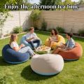 1PCS Oversized Inflatable Lazy Sofa with Manual Air Pump Portable Gray PVC Four Seasons Suitable Outdoor Indoor Lounge Seat. 