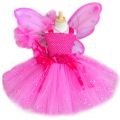 Girls Pink Glitter Tulle Dress Kids Butterfly Fairy Tutu Dresses with Wing and Stick Hairbow Children Halloween Cosplay Costume. 