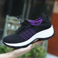 Women Walking Trainers Fashion Fly Weaving Sock Sneakers Breathe Comfortable Nursing Shoes Casual Platform Loafers Non-Slip.