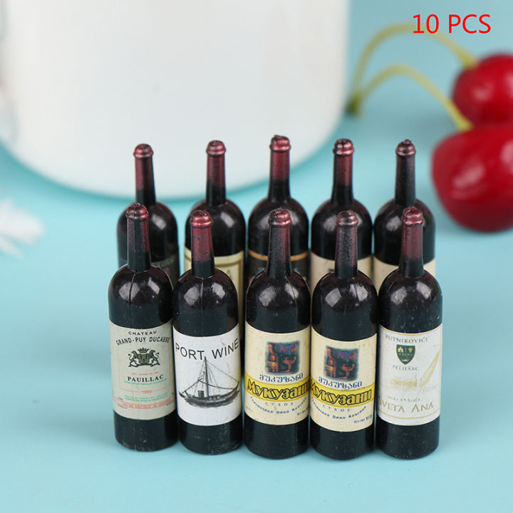 10Pcs/Lot 1/12 Dollhouse Miniature Mini Simulation Wine Bottle Accessories Decor Furniture Model Toys Children 