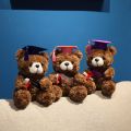 18CM Dr. Bear Cute Plush Toy Small Light Brown Teddy Wear Doctor Hat Doll Graduation . 