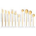 6Pcs Dinnerware Set Matte Gold Knife Fork Dessert Spoon Tableware Cutlery Set Stainless Steel Flatware Kitchen Dinner Set. 