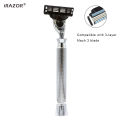 iRAZOR Classic Men's Beard Shaving Manual Razor  with 3-Layer Mach 3 Triple Blade Grooming Tool. 