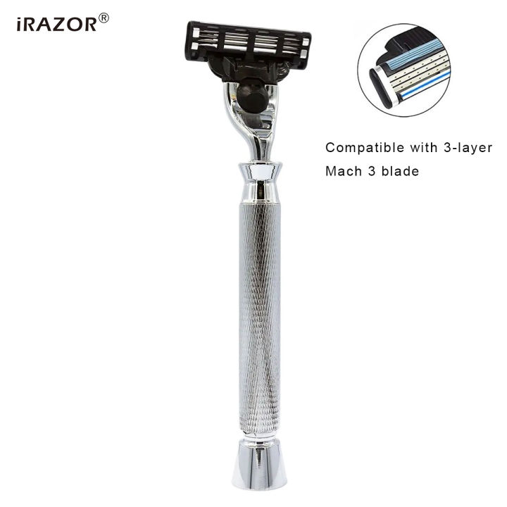 iRAZOR%20Classic%20Men's%20Beard%20Shaving%20Manual%20Razor%20%20with%203-Layer%20Mach%203%20Triple%20Blade%20Grooming%20Tool%20-%20Image%206