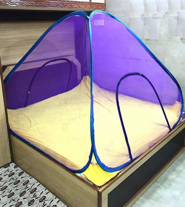 Double Bed Polyster Foldable King Size Bed Mosquito Net with Sheet Cover| Solid and Durable machardani for Home| Double Bed Mosquito net multi colour