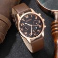 5PCS Set Fashion Mens Sports Bracelet Watches For Men Retro Big Dial Quartz Wrist Watch Classic Casual Brown Mens Leather Watch. 