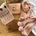 Children Winter Warm Knit Cozy Neckwear Kids Accessory 2025  Child Neck Warmer Kids Girls Light Pink Cartoon Scarf. 