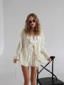 2025 Summer Fashion New Women's Elegant Shorts Set with Ruffle Edge Temperament Casual Sports Tie Up Two-piece Set. 
