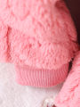 Three Piece Set of Fashionable and Casual Jacquard Love Plush Hooded Vest and Love Plush Top and Pants Set for Baby Girls.